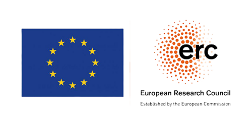 Left EU flag, right the logo of the European Research Council