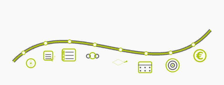 curved green line with symbols